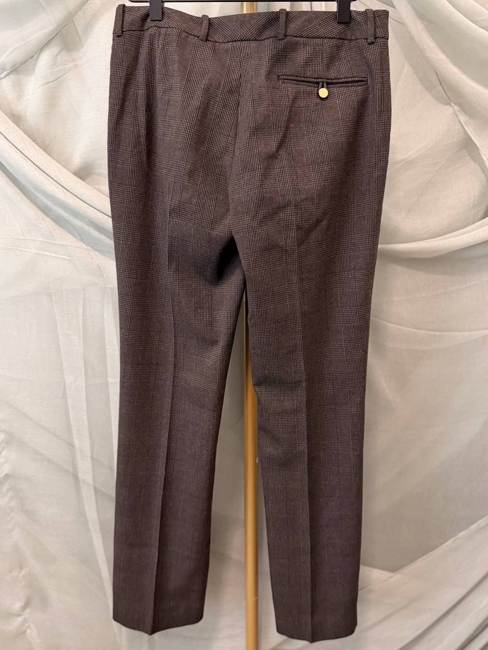 Calvin Klein Modern Fit Brown Plaid Trousers - Picture 4 of 6